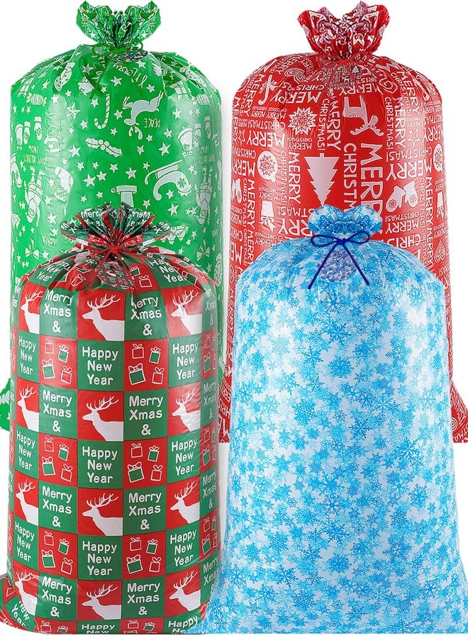 Jaywayang 4PCS Extra Large Christmas Gift Bags, Oversized Christmas Bags 60" x 36" Jumbo Plastic Gift Bags with Tag and String for Huge Big Gifts Presents Wrapping Kids Bicycle Bike Gift Bag - Image 1
